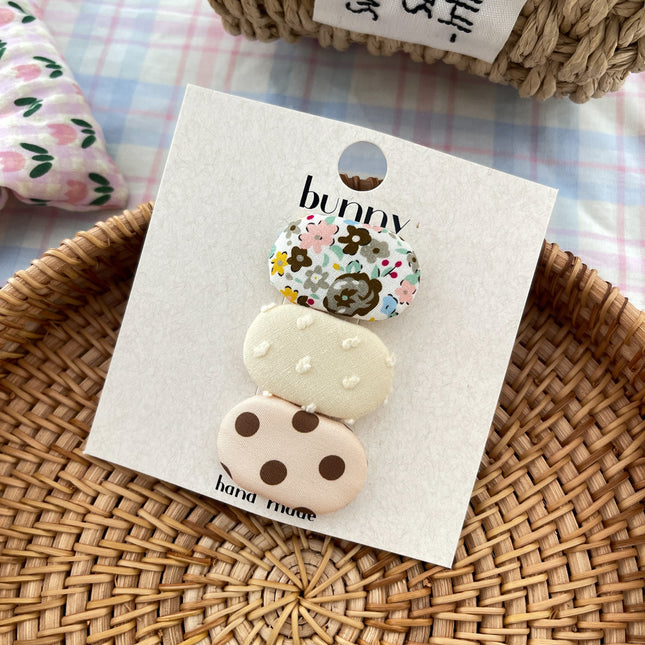 Korean-Style Fabric Children's Hair Accessory Small Oval Floral Bb Clip Fresh Versatile Baby Hairpin Hair Ornament Bangs Hair Clip