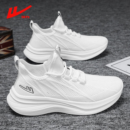 Huili Men's Shoes New Breathable sneaker Mesh Student Running Men's Fashionable Shoes Light Soft Sole Autumn White Shoes