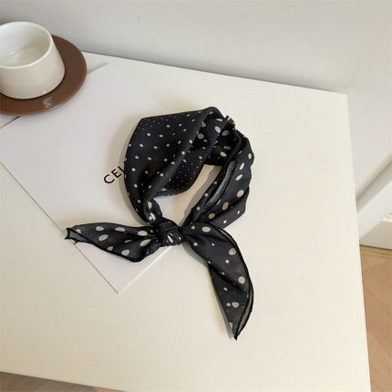 White Color Silk Scarf Printed High-grade All-match Accessories Neck Women's 2025 New Headband Tie Long Scarf
