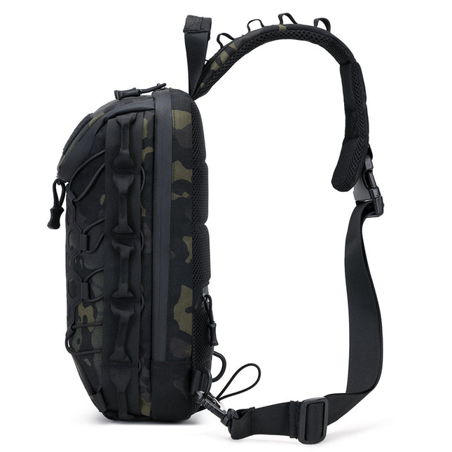 Men's Tactical Chest Bag, Crossbody Bag, Functional Outdoor Travel Lightweight Camouflage Shoulder Bag, Multi-Functional Lure Backpack