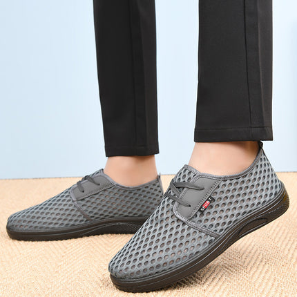 Summer New Style Old Beijing Big-Eye Mesh Dad Shoes Non-Slip Casual Fashion Urban Uncle Walking Cloth Mesh Men's Shoes
