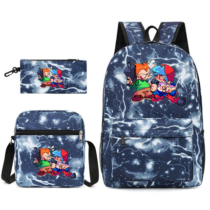 2021 Friday night backpack shoulder bag pencil case three-piece canvas schoolbag set