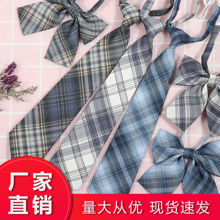 Japanese and Korean striped jk/dk college style men's and women's red cyanotic gray blue shirt accessories tie-free collar set