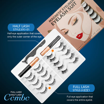 Wholesale magnetic eyeliner false eyelashes magnet false eyelashes 3D three-dimensional net red magnetic false eyelashes 3 pairs of suit
