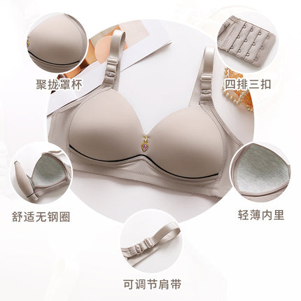 Cross-border New plus size No Steel Ring Comfortable Breathable Gather Women's Underwear Non-magnetic Thin Cup Glow chubby girl Bra