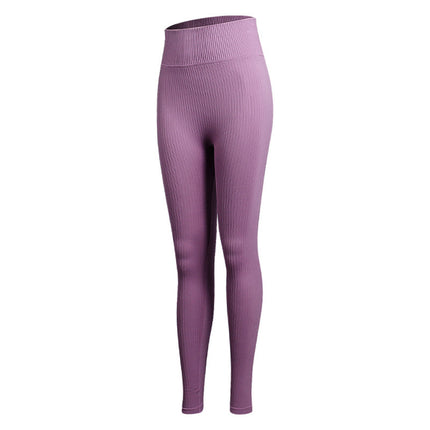 New Sports Yoga Pants for Women with Vertical Stripes, Running, Fitness, High-Waisted, Tummy-Tightening, Butt-Lifting, Seamless Slim-Fitting Sports Tights
