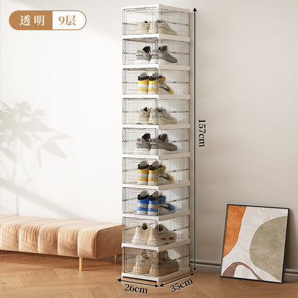 Simple Artifact Dust-proof Plastic Shoes Storage Transparent Use Free-installation Shoe Box Shoe Cabinet Folding Shoe Rack