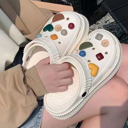 Soft-soled Cave Shoes Women's Middle Pad Removable Outer Wear All-match Non-slip Fashionable Sandals Inner Height-increasing Harajuku-style Sandals
