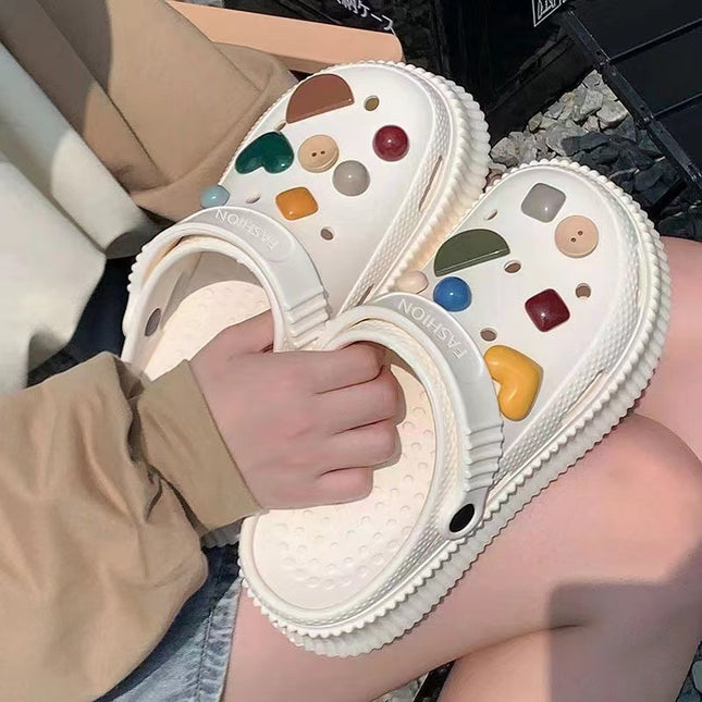 Soft-soled Cave Shoes Women's Middle Pad Removable Outer Wear All-match Non-slip Fashionable Sandals Inner Height-increasing Harajuku-style Sandals