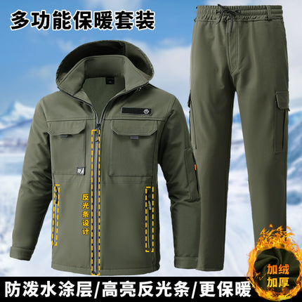 New fleece-lined Jacket Waterproof Wind-Resistant Outdoor Mountaineering Suit Warm Thickened Workwear Workwear for Men and Women