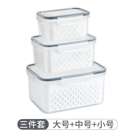 Fcm Food-Grade Certified Fresh-Keeping Box with Lid, Food-Grade Refrigerator Special Sealing Ring with Drain Basket for Kitchen Storage