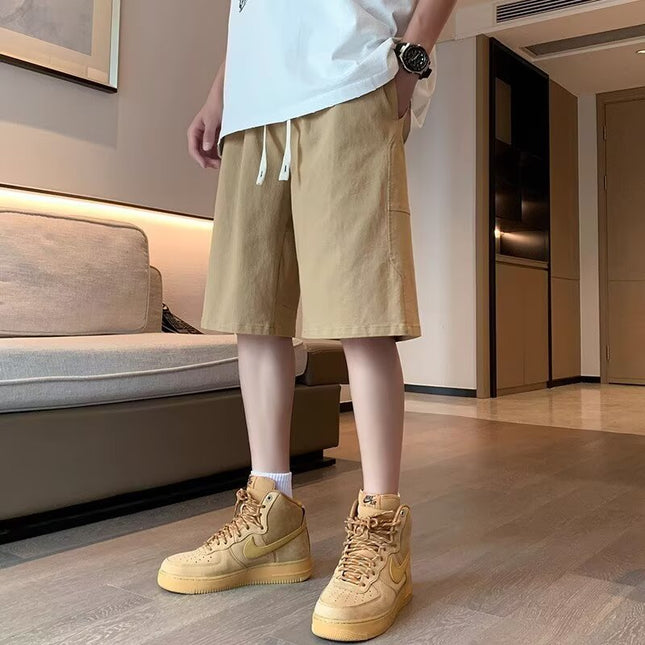 khaki Cotton Tooling Shorts Men's 2025 Summer Casual Straight Pants Men's Loose Sports Pants