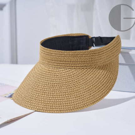 Amazon Hot Selling Straw Hat Women's Empty Top Straw Hat Rollable Adjustable Empty Top Straw Hat Duck Tongue Folding Straw Hat
