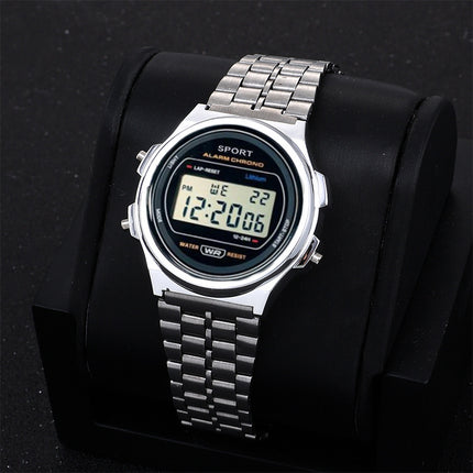 Explosive ultra-thin LED electronic watch WR F92W steel band A159 new round fashion watch multi-function electronic watch