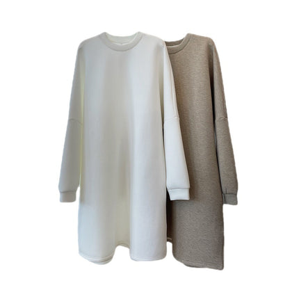Early Autumn New Korean Style Fashionable Lightweight Air Layer Profile Sweater Dress Loose Slimming Casual Midi Dress for Women