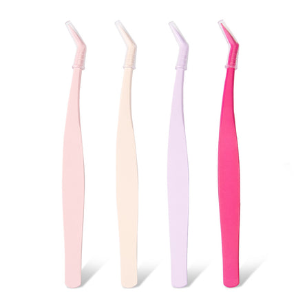 Eyelash Tweezers Grafting Glue-Free Stainless Steel Oblique Moon-Shaped Eyelash Tweezers Beginner Grafting Eyelash Tweezers