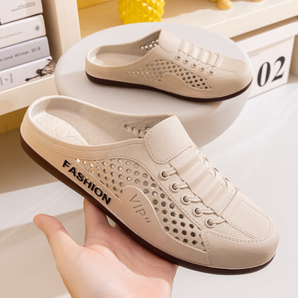 Baotou Half Slippers Summer Business Men's New Breathable Mesh Shoes Slip-on Lazy Fashionable Outwear Beach Sandals Non-slip