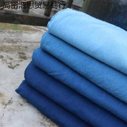 Indigo-Dyed Fabric Handmade Indigo Dyeing Plant Dyeing Wood Dyeing Sashiko Embroidery Fabric Clothing Fabric Handmade Cloth Printing and Dyeing Cotton Summer