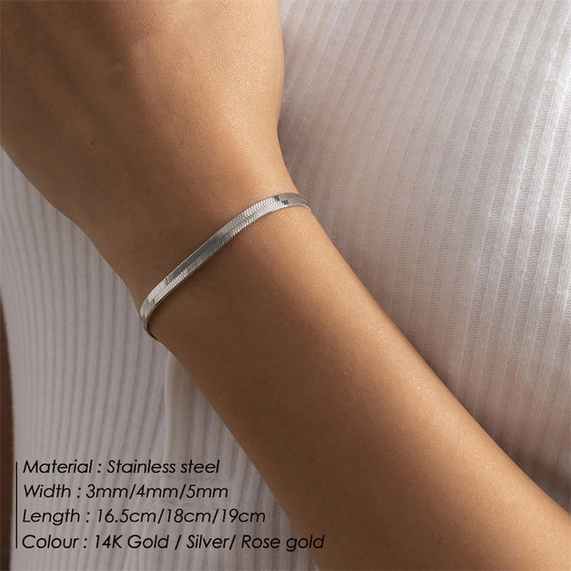 Cross-border European and American Stainless Steel Snake Bone Chain Bracelet for Men and Women Simple Gold Flat Snake Chain Bracelet Bracelet Wholesale