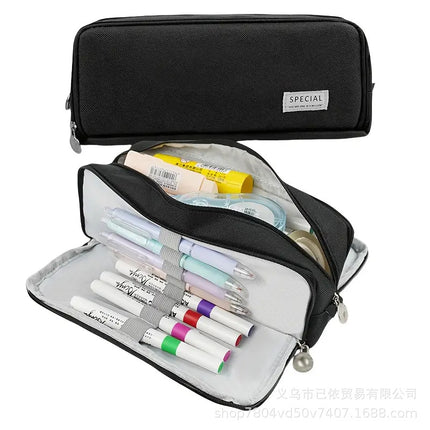 Large-Capacity Retractable Pencil Case Stationery Box in Japanese and Korean Style, Macaron Color, Upgraded Version for Primary and Secondary School Students, in Stock