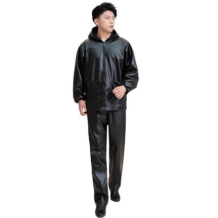 Men's leather pants suit oil-proof waterproof motorcycle motorcycle windproof warm slaughter aquatic labor protection overalls