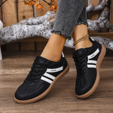 Foreign Trade Large Size 2024 Autum New Flats-Soled Casual Outer Wear Non-Slip Moral Training Shoes Lace-Up Lightweight Sports Shoes for Women