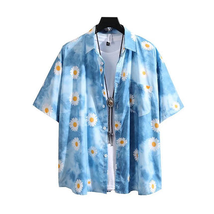 Summer Shirt Short-sleeved Shorts suit Men's Casual Two-piece Set Seaside Beach Couple Vacation Fat Handsome Set