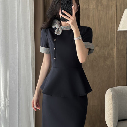 Stewardess Professional Wear Female Summer Fashion Ol Suit Beautician Workwear Sales Department Front Desk Customer Service Reception Workwear