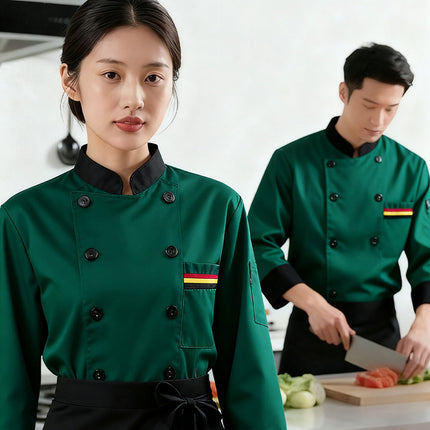 Restaurant and Cafeteria Back Kitchen Chef Work Clothes Long-Sleeved Work Clothes for Men Hotel Restaurant Chef Clothes Short-Sleeved Custom-Made for Men