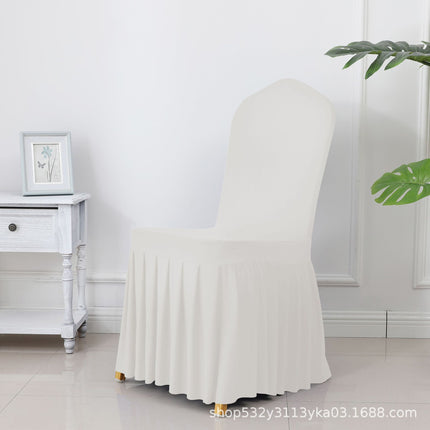 Chair Cover Thickened Stretch Pleated Skirt Dining Chair Cover Hotel Wedding Banquet Event Stool Cover Hotel Cloth
