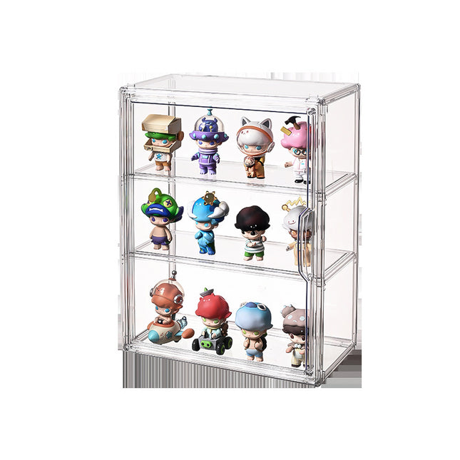 Bubble Mart Figure Storage Box Blind Box Doll High-Transparency Acrylic Display Box Doll Storage Cabinet Layered Gray