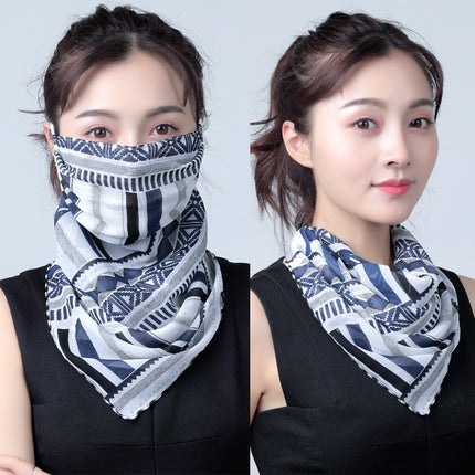 Summer sun protection mask scarf women's large mask neck protection breathable full cover face UV protection chiffon thin veil scarf