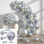 Metal silver balloon suit 60PCS (glue point ribbon balloon chain)