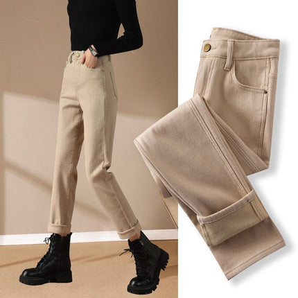 2025 Summer Thin Coffee-Colored Women's High-Waisted Loose Stretchy Slim-Fit Casual Harem Dad Jeans