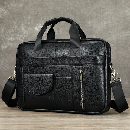 Men's Genuine Leather Briefcase Business Men's Bag Top Layer Cowhide Portable Lawyer Computer Bag Men's Shoulder Crossbody Bag