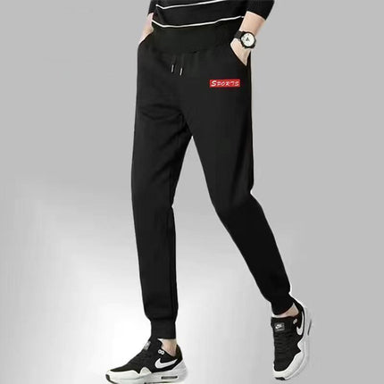 Summer Leather Rope Leggings for Men, Black Versatile Harem Pants, Fashionable Wear-Resistant Casual Pants, Breathable Thin Sports Pants