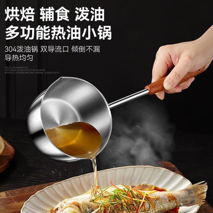 Food-Grade Kitchen Multifunctional Oil Splashing Hot Oil Small Pot Stainless Steel Genuine Oil Frying Pan Oil Pouring Oil Special for Home Use