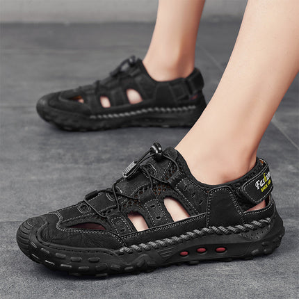 Summer New Cross-Border Amazon Best-Selling Men's Shoes Outdoor Genuine Leather Hand-Sewn Breathable Outdoor Beach Sandals