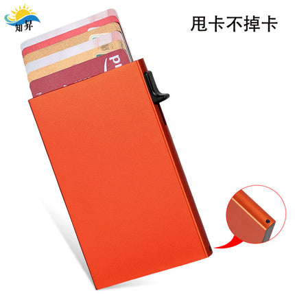 Fashionable and Simple Ultra-Thin Metal Automatic Pop-Up Card Holder for Men and Women Anti-Theft Brush Anti-Degaussing Aluminum Alloy Card Box