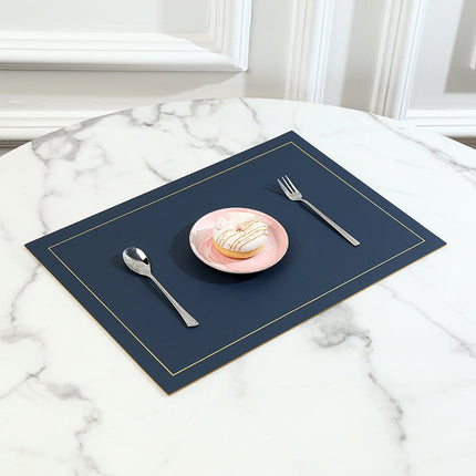Scandinavian Style Gold Edge Rectangular Leather Placemat Double-Sided Two-Color Leather Placemat Waterproof and Oil-Proof Insulated Table Mat
