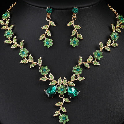 European and American Jewelry Necklaces and Earrings Set High-End Three-Piece Set Bridal Wedding Accessories New Foreign Trade Cross-Border Supply