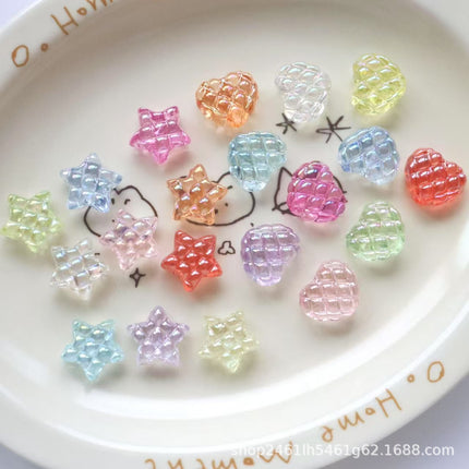 Exquisite, Compact, Transparent, Color-Plated Waffle Five-Pointed Star/Heart Loose Beads DIY Mobile Phone Chain Bracelet Chain Accessories