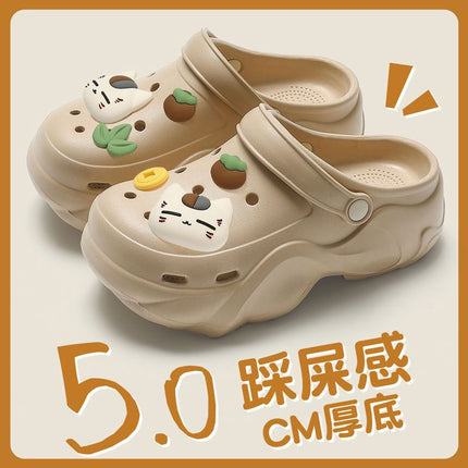 Thick-Soled Croc Shoes Women's Outerwear Summer 2025 New Beach Seaside Baotou Eva Sandals and Slippers Lightweight and Soft Elastic