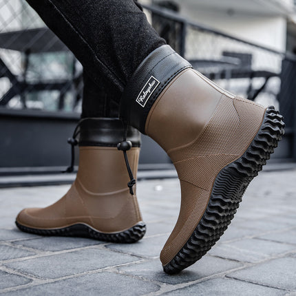 Rain Boots for Men, Outdoor Women's Fishing Shoes, Mid-Tube Non-Slip Kitchen Waterproof Shoes, Military Rain Boots, Takeaway Rider Rubber Shoes
