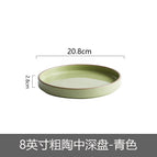 8inch stoneware medium deep plate - cyan