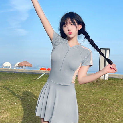 One-Piece Girls' Swimsuit 2026 New Summer Conservative Slimming Cover-Up Pure Desire Internet Celebrity Style Student Class Hot Spring Bathing