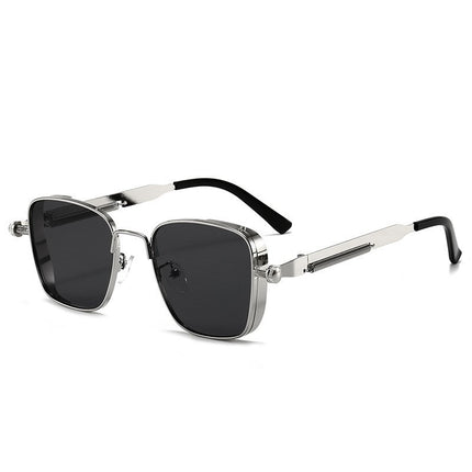 2025 New European and American Cross-Border Personalized Sunglasses Retro Square Frame Steam Metal Sunglasses Sun Protection High-End Sunglasses