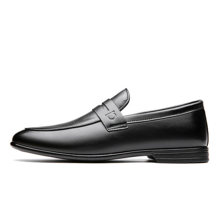 New British Style Bean Shoes Men's Solid Color Casual Leather Shoes Cowhide Slip-on Men's Fashionable Short Korean Style