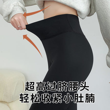 Shark Pants for Women, Thickened and Warm for Autumn and Winter, High-Waisted Gray Yoga Leggings with High Elasticity and Warmth