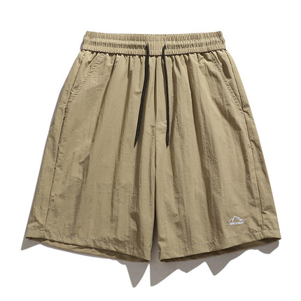 Summer Quick-drying Shorts Couples Same Style Sports Hong Kong Style Casual Pants Trendy All-match Embroidered Ice Silk Shorts for Men